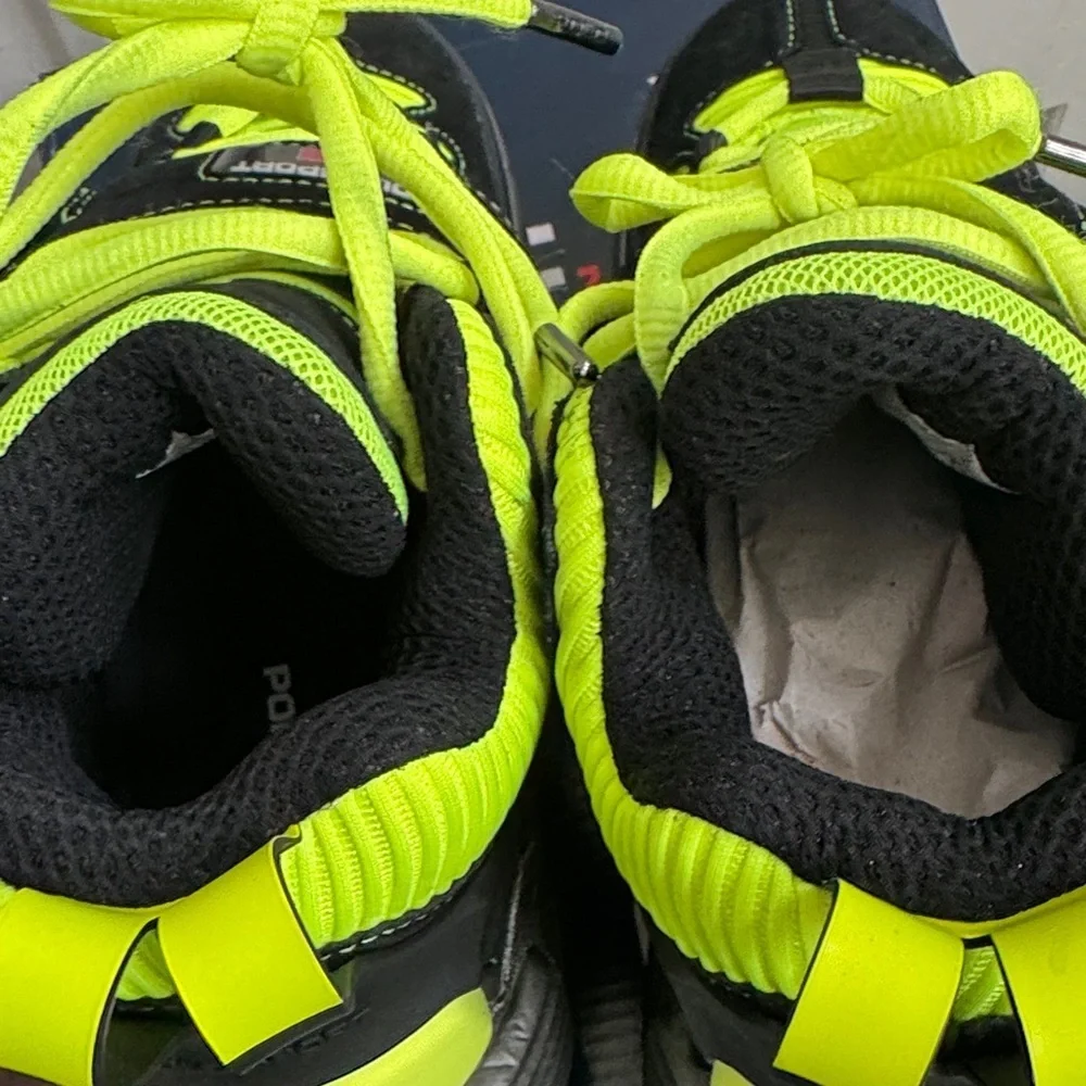 Polo by Ralph Lauren Black and Neon Green Suede Sneakers, Like New
